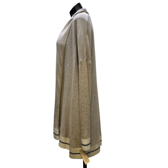 St John Sequined Accent Cardigan Tan With Black & Cream Trim L - Picture 4 of 8